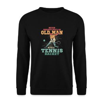 Never Underestimate An Old Man With A Tennis Racke - Unisex Sweatshirt - black - Front - Alina (178cm) & Michal (187cm)