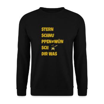 sternschnuppen wünsch dir was - Unisex Pullover - Schwarz - Vorne - Alina (178cm) & Michal (187cm)
