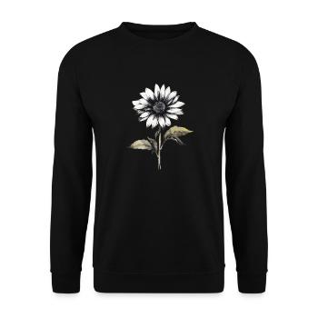 Sonnenblume im Watercolor Stil - Unisex Pullover - Schwarz - Vorne - Alina (178cm) & Michal (187cm)