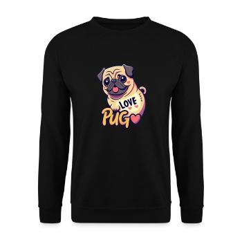Pug Love - Cute Pug Dog Puppy - Dog Lovers Addict - Sweat-shirt Unisexe - noir - Devant - Alina (178cm) & Michal (187cm)