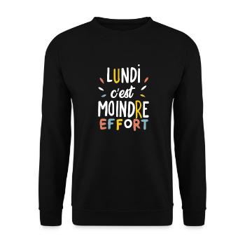 Lundi c'est moindre effort - Sweat-shirt Unisexe - noir - Devant - Alina (178cm) & Michal (187cm)