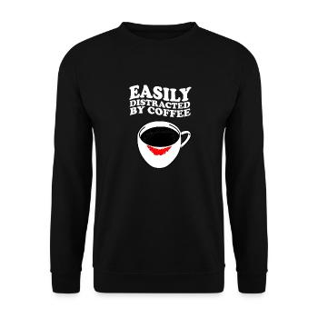 Easily Distracted By Coffee Coffee Lipstick - Unisex Sweatshirt - black - Front - Alina (178cm) & Michal (187cm)