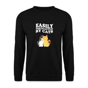 Facilement distrait par les chats qui disent - Sweat-shirt Unisexe - noir - Devant - Alina (178cm) & Michal (187cm)