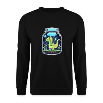 Dinosaur in a Cartoon Jar - Unisex Sweatshirt - black - Front - Alina (178cm) & Michal (187cm)