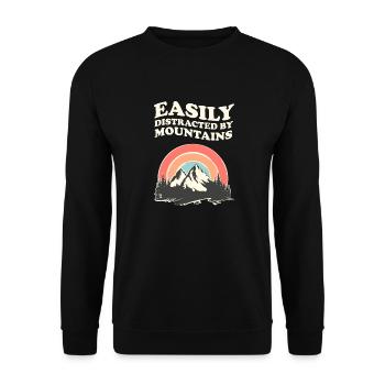 Easily Distracted By Mountains Berge Wandern - Unisex Pullover - Schwarz - Vorne - Alina (178cm) & Michal (187cm)