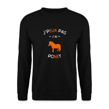 J peux pas j ai Poney - Sweat-shirt Unisexe - noir - Devant - Alina (178cm) & Michal (187cm)