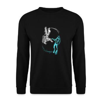 23F 0314 bk - Sweat-shirt Unisexe - noir - Devant - Alina (178cm) & Michal (187cm)