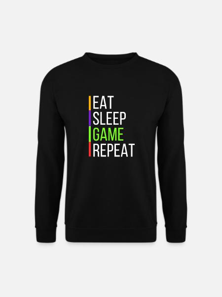 EAT SLEEP GAME REPEAT - Lebensstil des Gamers - Unisex Pullover - Schwarz