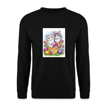Chats de Pâques doux - Sweat-shirt Unisexe - noir - Devant - Alina (178cm) & Michal (187cm)