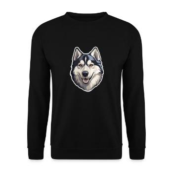 Siberian Husky - Unisex Pullover - Schwarz - Vorne - Alina (178cm) & Michal (187cm)