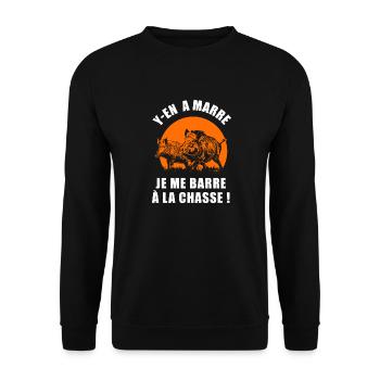 je me barre à la chasse drôle marrant chasseur - Sweat-shirt Unisexe - noir - Devant - Alina (178cm) & Michal (187cm)