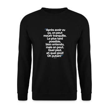 Citation célèbre commentateur / footballeur - Sweat-shirt Unisexe - noir - Devant - Alina (178cm) & Michal (187cm)