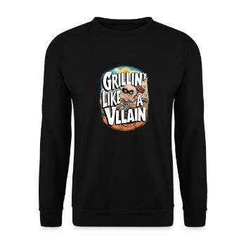 Grillin Like a Villain BBQ - Unisex Sweatshirt - black - Front - Alina (178cm) & Michal (187cm)