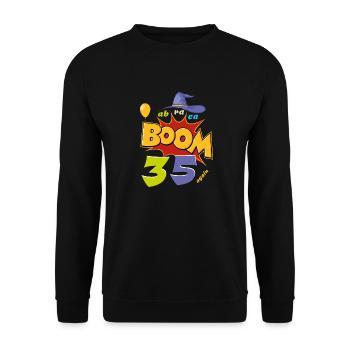 Geburtstag - Anniversaire Abraca-BOOM 35 à nouveau - Sweat-shirt Unisexe - noir - Devant - Alina (178cm) & Michal (187cm)
