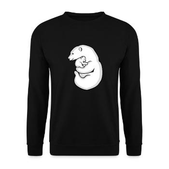 Polar bear with her baby - Unisex Sweatshirt - black - Front - Alina (178cm) & Michal (187cm)