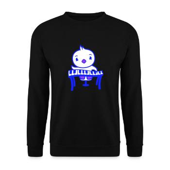 Ente Vogel Vögelchen Küken Süß Keyboard Spielen - Unisex Pullover - Schwarz - Vorne - Alina (178cm) & Michal (187cm)