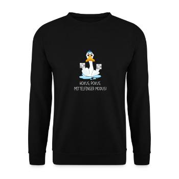 Hokus Pokus Mittelfinger Modus - Unisex Pullover - Schwarz - Vorne - Alina (178cm) & Michal (187cm)