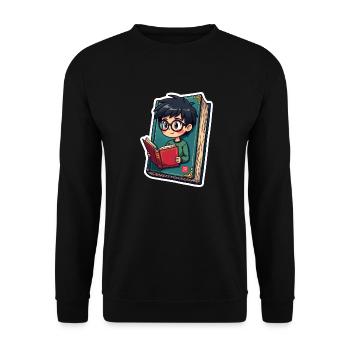 BOOK NERD - Unisex Sweatshirt - black - Front - Alina (178cm) & Michal (187cm)