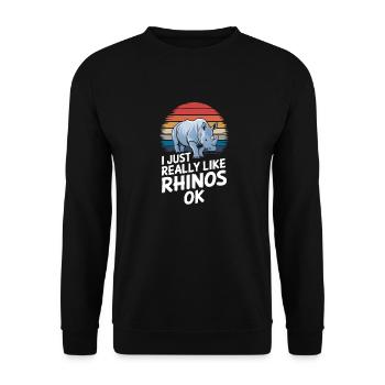 Nashorn Rhinozeros - Unisex Pullover - Schwarz - Vorne - Alina (178cm) & Michal (187cm)