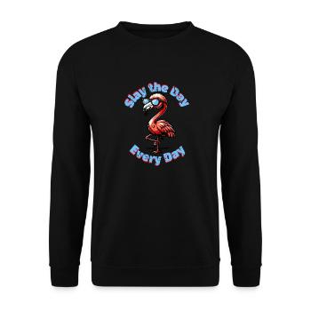 Flamingo Motivation - Unisex Sweatshirt - black - Front - Alina (178cm) & Michal (187cm)