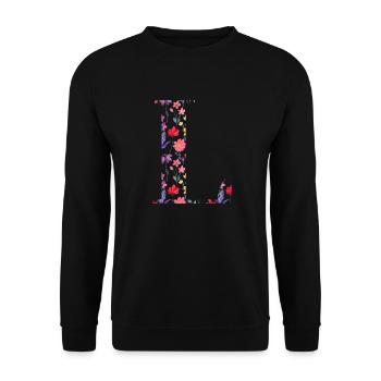 Personalized floral letter l - gift idea - Unisex Sweatshirt - black - Front - Alina (178cm) & Michal (187cm)