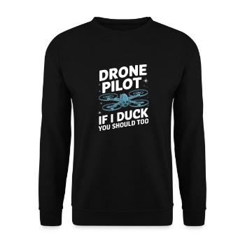 Dronen Pilot Quadrocopter Drone - Unisex Pullover - Schwarz - Vorne - Alina (178cm) & Michal (187cm)