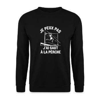 I Can't I Stabhochsprung Lustiger Stabhochsprung - Unisex Pullover - Schwarz - Vorne - Alina (178cm) & Michal (187cm)