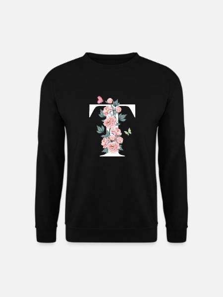 Lettre t fleurs rose - Sweat-shirt Unisexe - noir