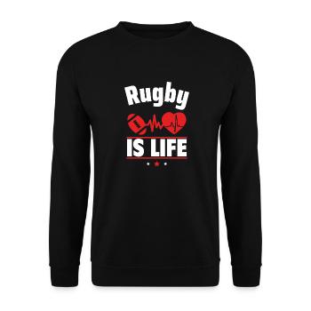 Le rugby, c’est la vie - Sweat-shirt Unisexe - noir - Devant - Alina (178cm) & Michal (187cm)