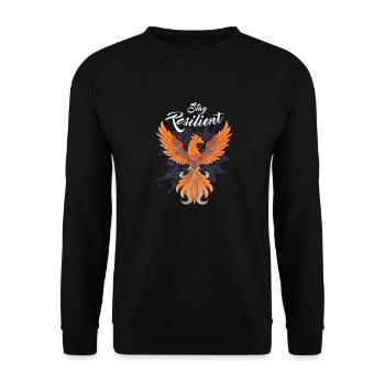 Bleiben Sie widerstandsfähig - Der Phönix der Resilienz - Unisex Pullover - Schwarz - Vorne - Alina (178cm) & Michal (187cm)