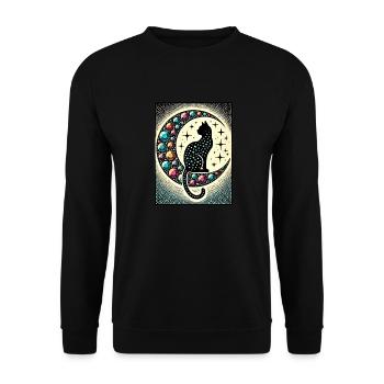 Black Cat Luna - Unisex Sweatshirt - black - Front - Alina (178cm) & Michal (187cm)
