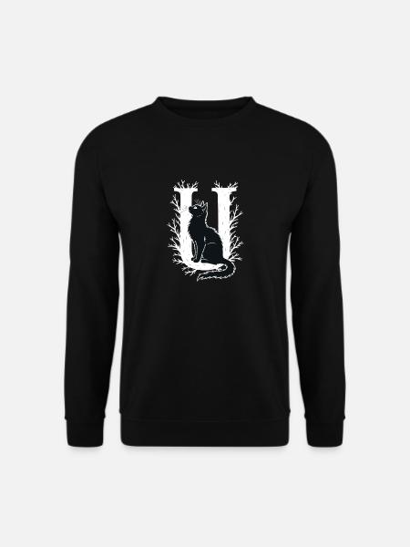 Lettre U avec chat - Sweat-shirt Unisexe - noir