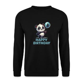 panda comic ballon birthday 3 - Unisex Pullover - Schwarz - Vorne - Alina (178cm) & Michal (187cm)