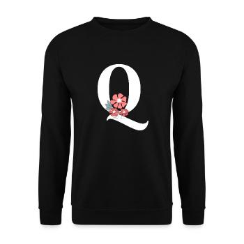 Letter q Minimalist Flowers - Unisex Sweatshirt - black - Front - Alina (178cm) & Michal (187cm)