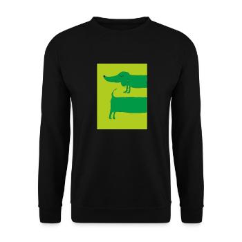 dackelhund gruen - Unisex Pullover - Schwarz - Vorne - Alina (178cm) & Michal (187cm)