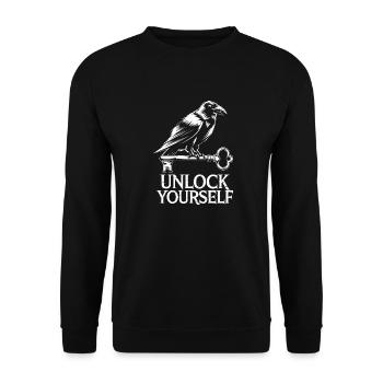 Rabe & Schlüssel: Unlock Yourself - Unisex Pullover - Schwarz - Vorne - Alina (178cm) & Michal (187cm)