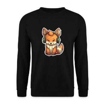 A cute fox playing video games - Unisex Sweatshirt - black - Front - Alina (178cm) & Michal (187cm)
