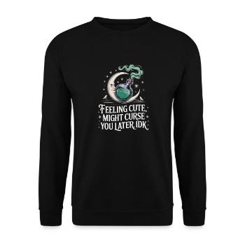 Okkulter Mond: Süß, aber magisch - Unisex Pullover - Schwarz - Vorne - Alina (178cm) & Michal (187cm)