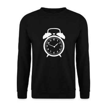 wecker - Unisex Pullover - Schwarz - Vorne - Alina (178cm) & Michal (187cm)