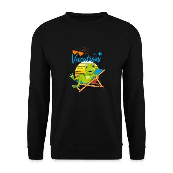 Happy little frog is relaxing on the deck chair - Unisex Sweatshirt - black - Front - Alina (178cm) & Michal (187cm)