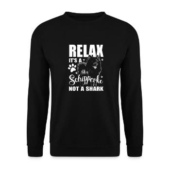 Entspannen Sie sich, es ist ein Schipperke, kein Hai - Unisex Pullover - Schwarz - Vorne - Alina (178cm) & Michal (187cm)