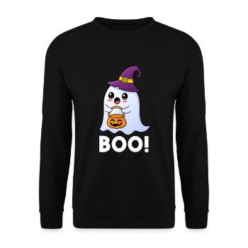 Little Ghost Witching Hour Halloween Ghost - Unisex Sweatshirt - black - Front - Alina (178cm) & Michal (187cm)