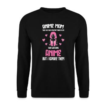 anime merch Anime anime mom Geschenk - Unisex Pullover - Schwarz - Vorne - Alina (178cm) & Michal (187cm)
