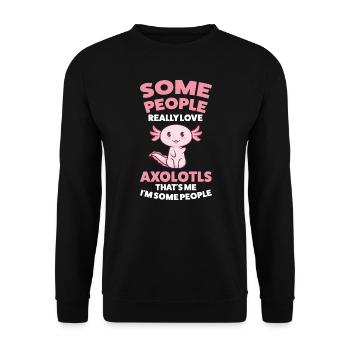 Axolotl Axolotl Tiergeschenk - Unisex Pullover - Schwarz - Vorne - Alina (178cm) & Michal (187cm)