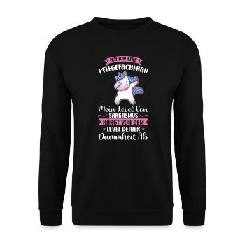 Krankenhaus Pflegefachfrau Pflegerin Geschenk - Unisex Pullover - Schwarz - Vorne - Alina (178cm) & Michal (187cm)