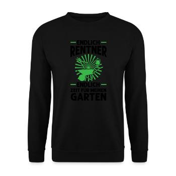 Garten Rentner Gärtnerei Geschenk - Unisex Pullover - Schwarz - Vorne - Alina (178cm) & Michal (187cm)