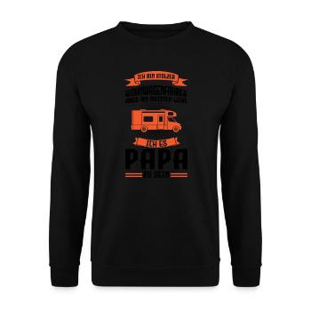 Camper Papa Camping Geschenk - Unisex Pullover - Schwarz - Vorne - Alina (178cm) & Michal (187cm)