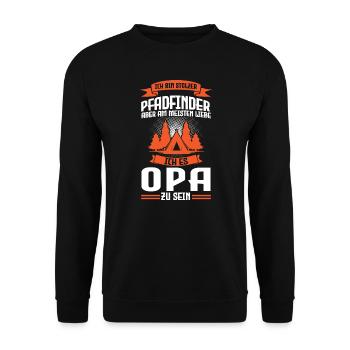 Pfadfinder Opa Großvater Geschenk - Unisex Pullover - Schwarz - Vorne - Alina (178cm) & Michal (187cm)