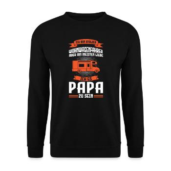 Camper Papa Vater Geschenk - Unisex Pullover - Schwarz - Vorne - Alina (178cm) & Michal (187cm)
