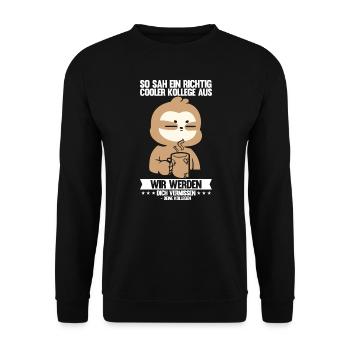Abschied Kollegin Abschiedsparty Geschenk - Unisex Pullover - Schwarz - Vorne - Alina (178cm) & Michal (187cm)